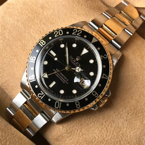 rolex gmt master ii automatic steel gold 16713